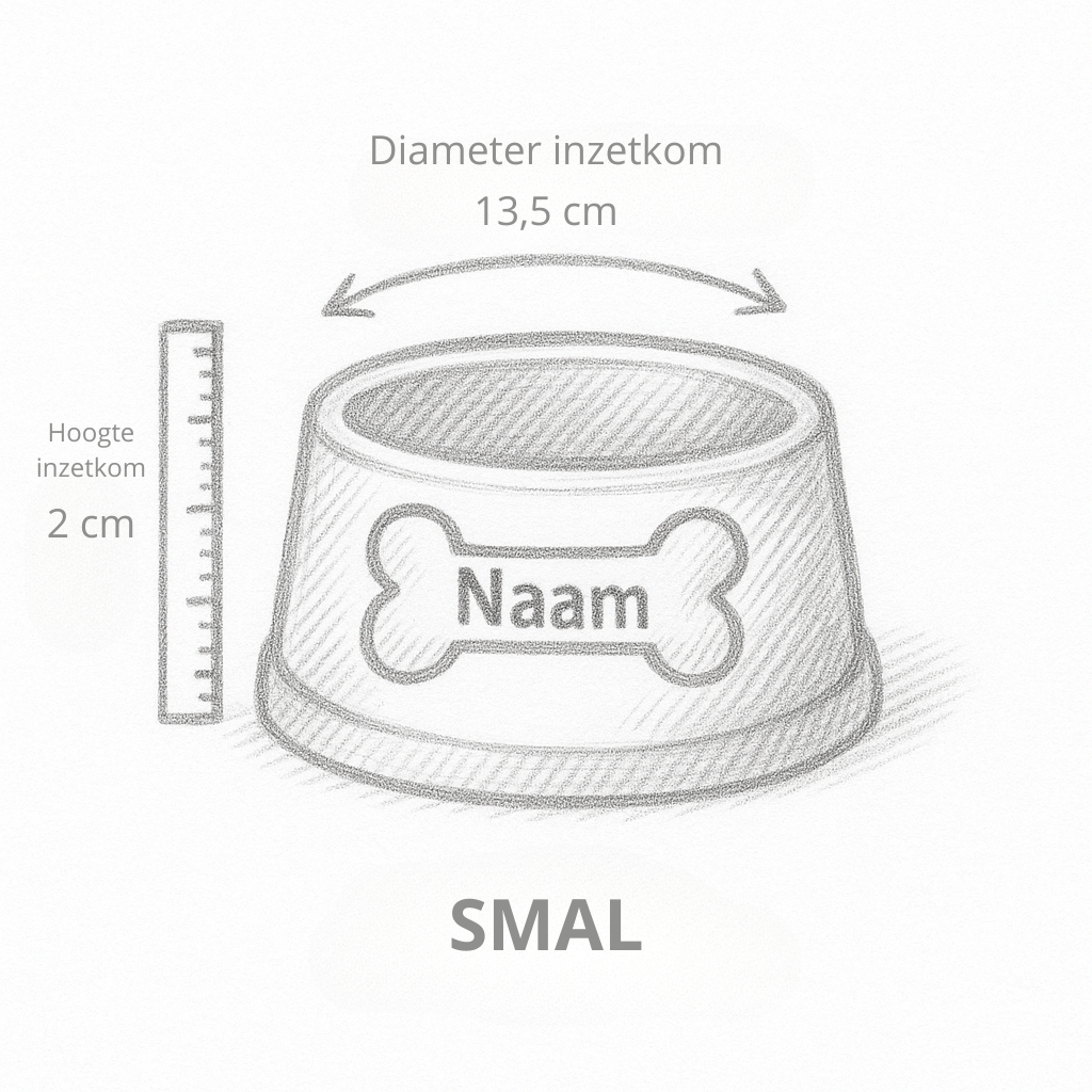 afmeting kom smal met been