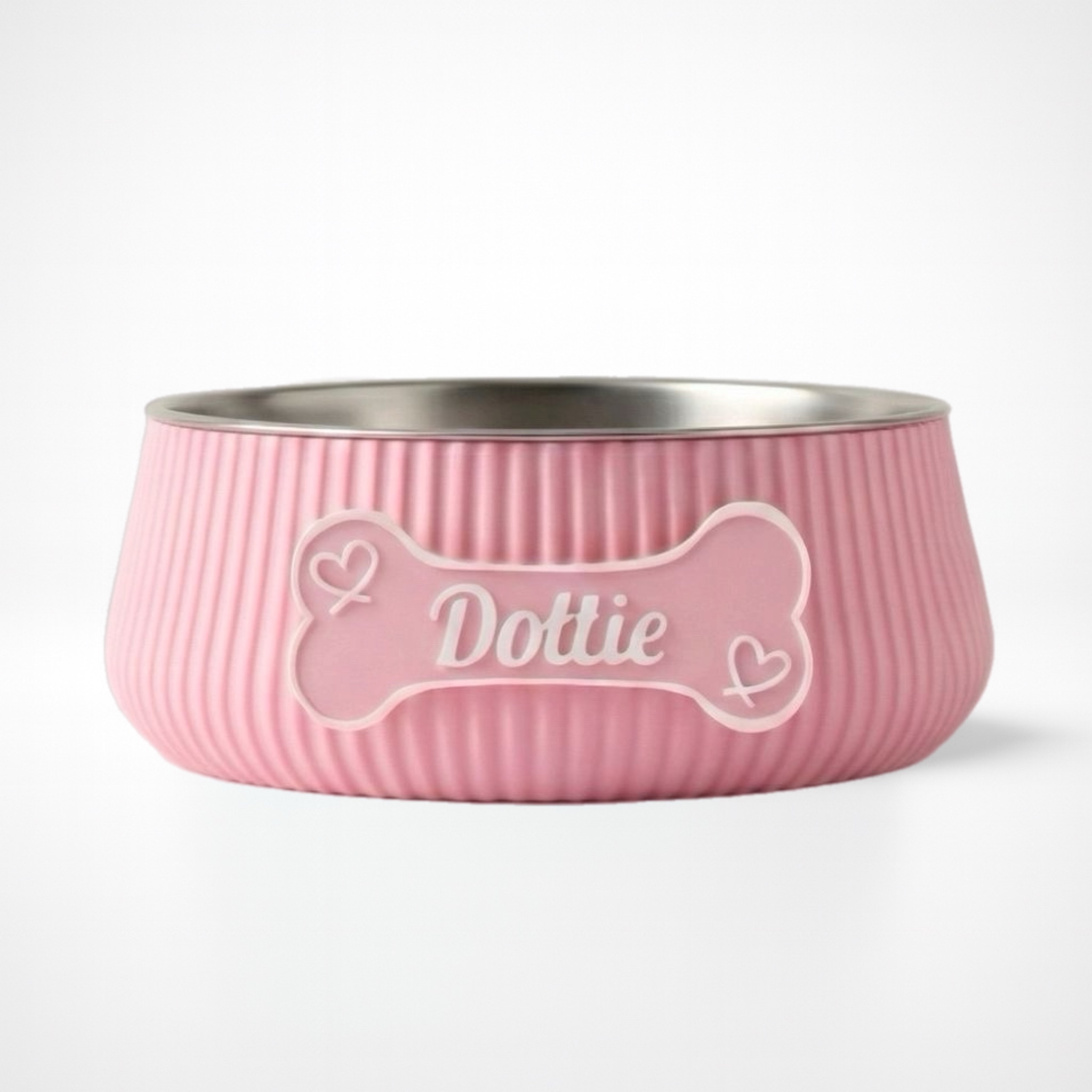 bowl hond beentje hartjes wit medium large