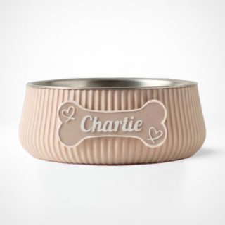 Bowl hond - Beentje hartjes wit - Medium - LIGHT BEIGE