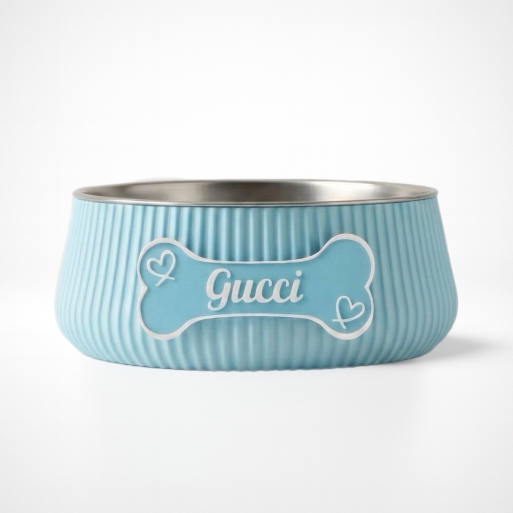 bowl hond beentje hartjes wit medium large