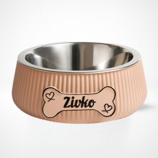 Bowl hond - Beentje hartjes zwart - Medium - LIGHT BEIGE